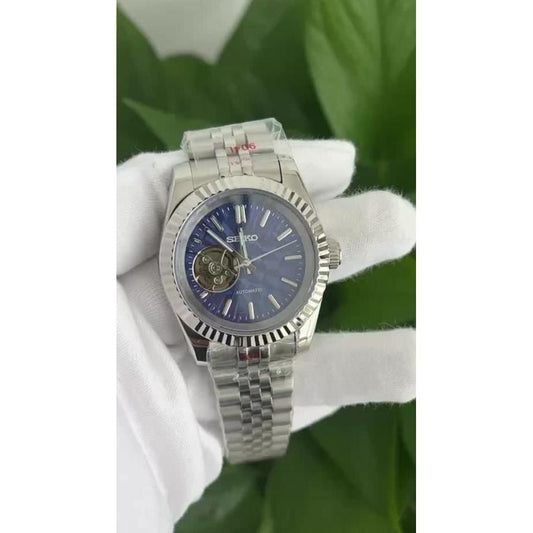 Seiko Datejust Blue Dial Open Heart Mod