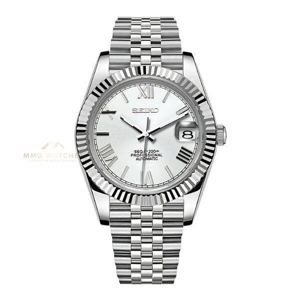 Seiko Datejust White Roman Dial Mod