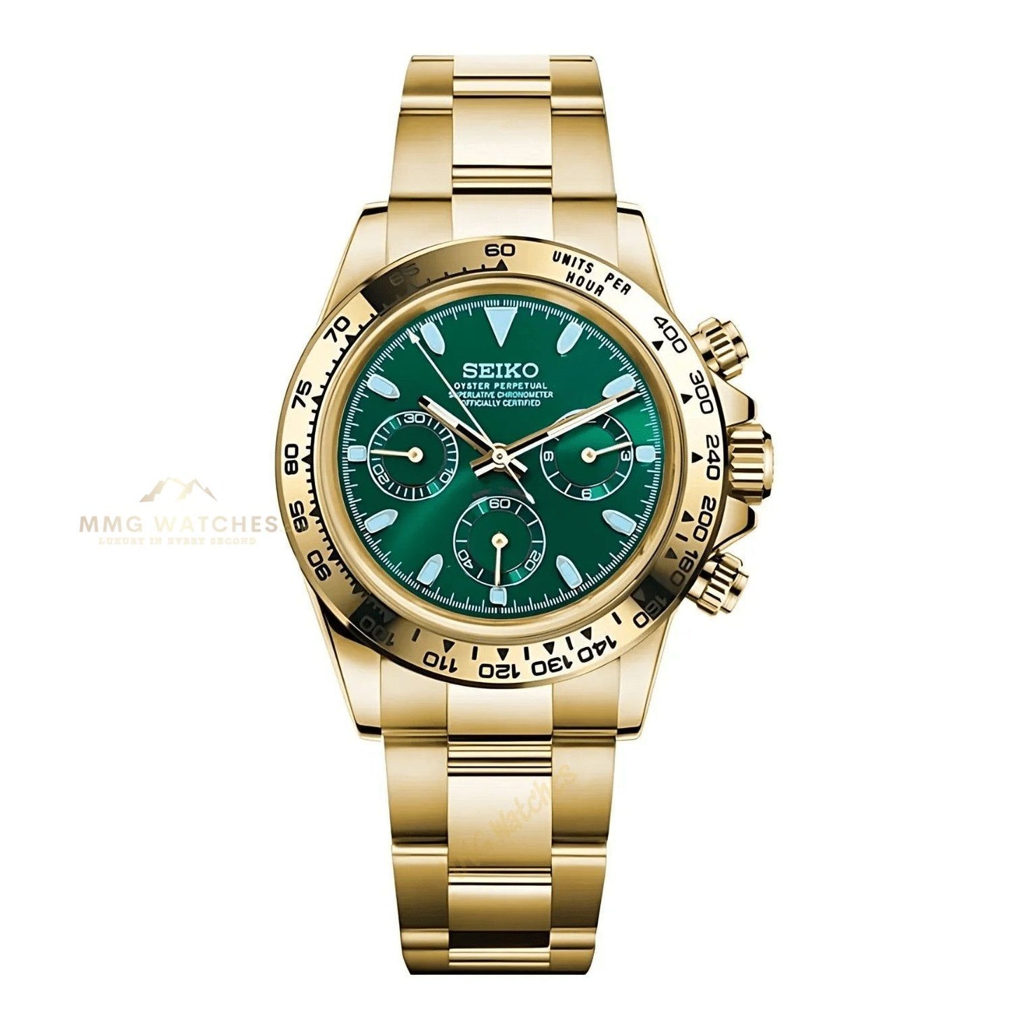 Seiko Daytona Gold Green Chronograph Mod