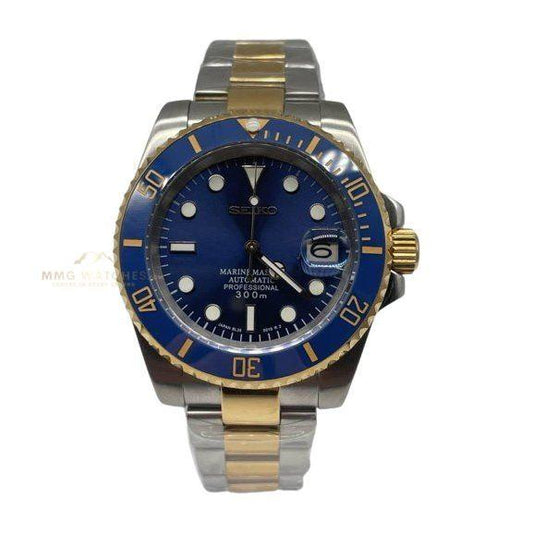 Seiko GMT Two Tone Gold Blue Mod