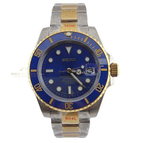 Seiko GMT Two Tone Gold Blue Mod