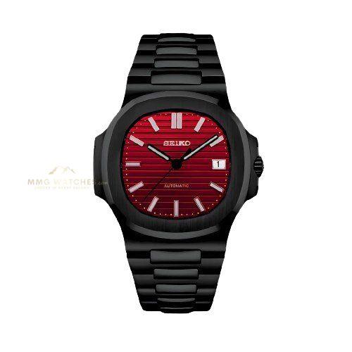 Seiko Nautilus Black Red Dial Mod