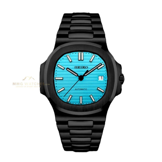 Seiko Nautilus Black Tiffany Blue Dial Mod